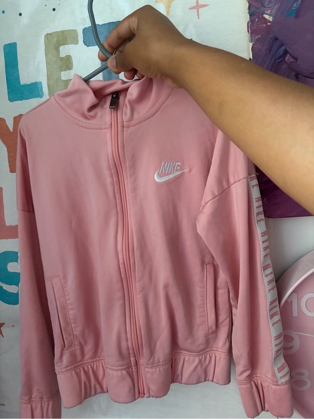 Nike Women’s Pink Zip-Up Bomber Track Jacket